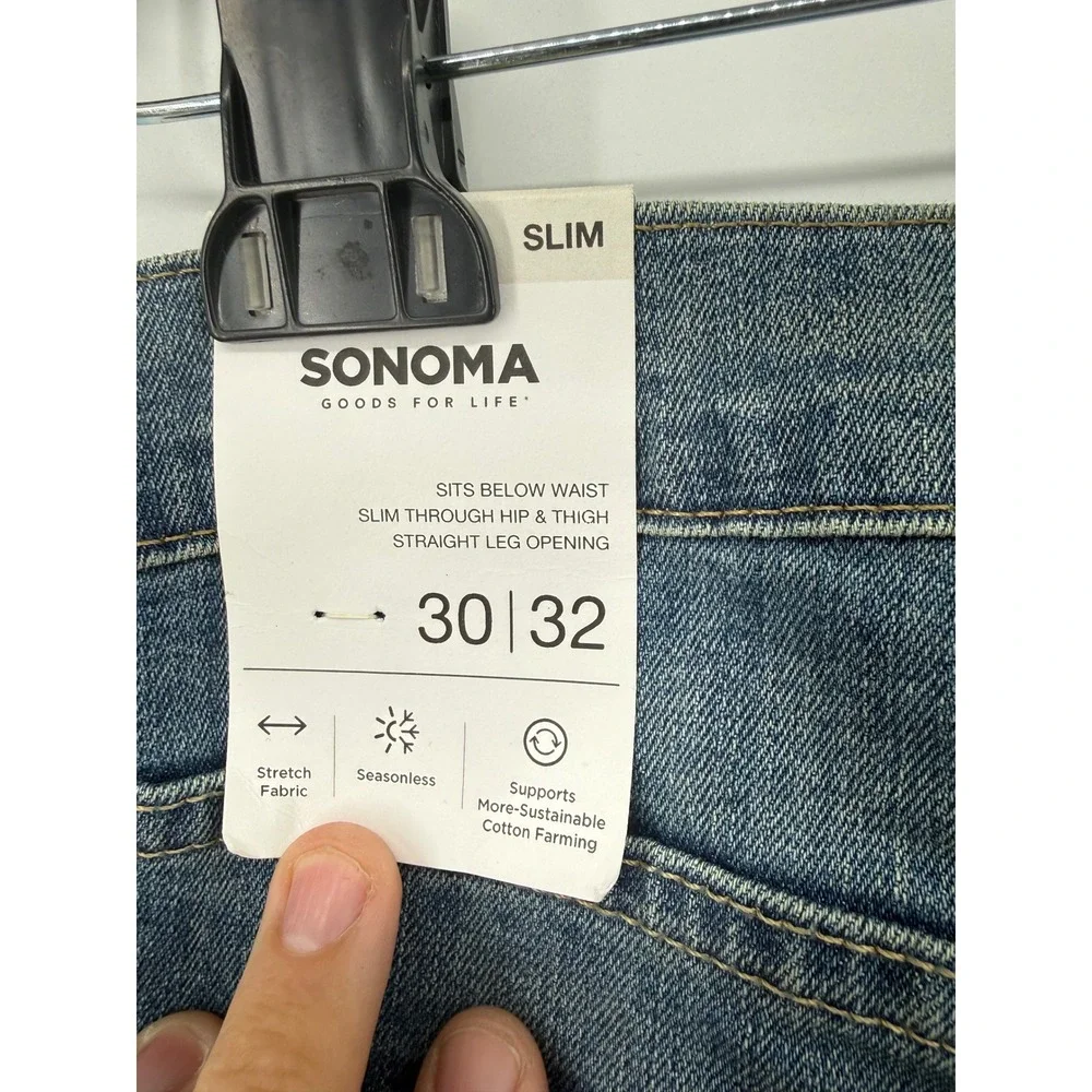 Sonoma Goods For Life Mens Slim Fit Stretch Jeans Medium Wash 30x32 Denim